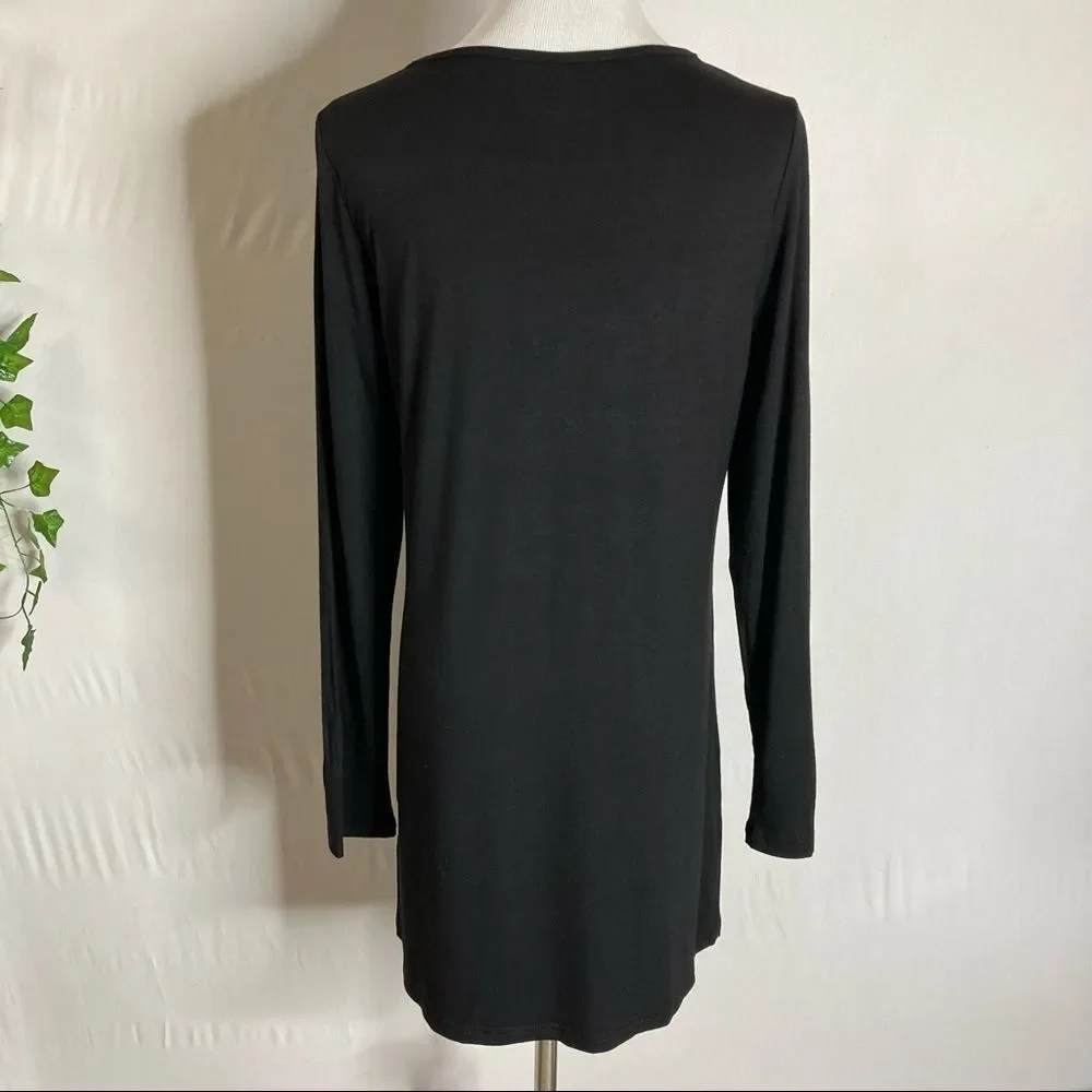 Gizel Black Rhinestone Velvet Design Tunic Medium Boutique